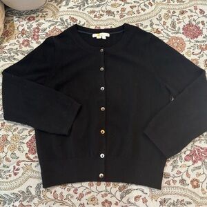 Women's EVE BODEN 100% black Cashmere crew cardigan size S